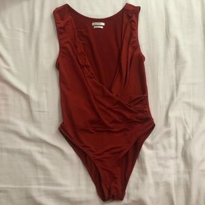 Urban Outfitters Plunge Orange Rust Bodysuit